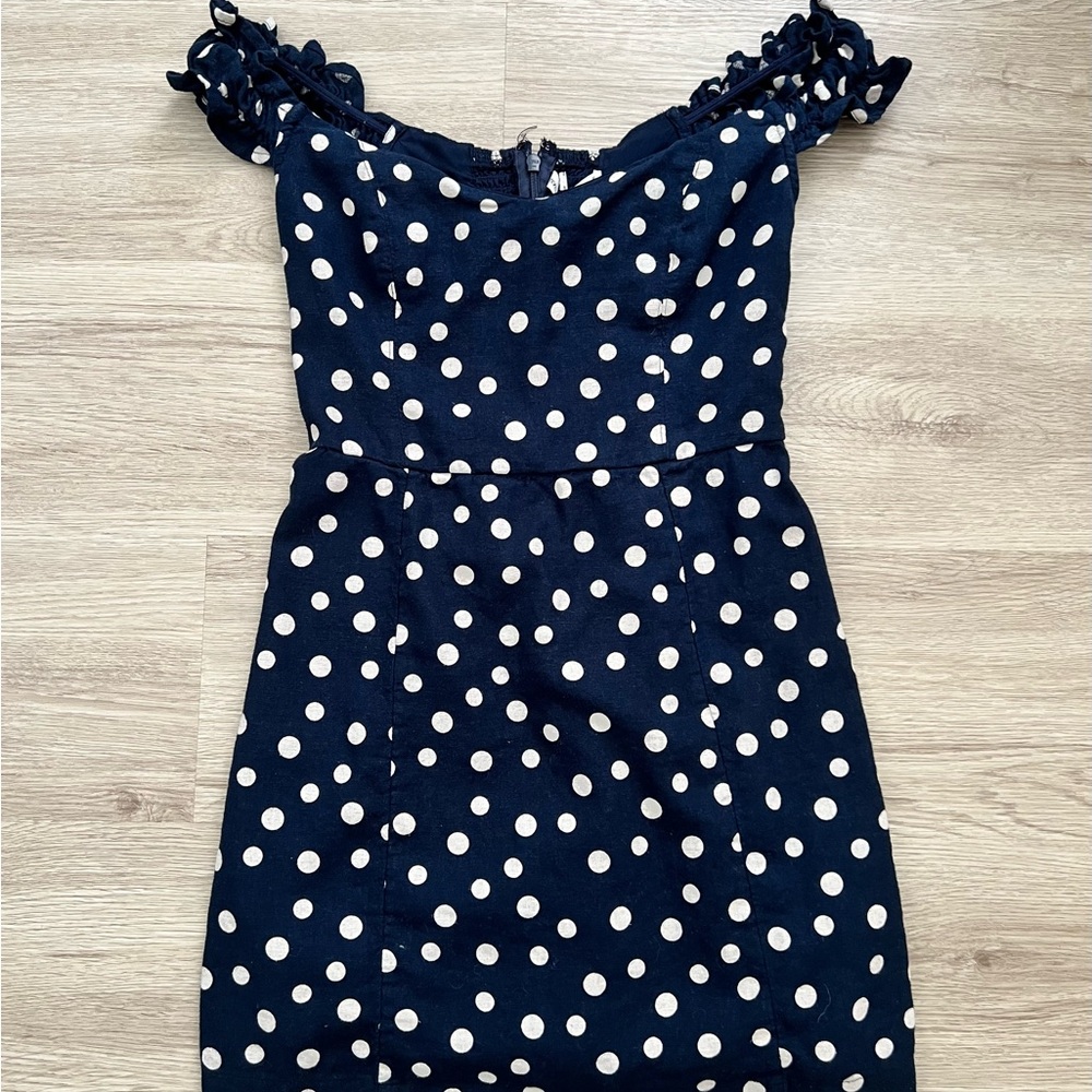 Abercrombie & Fitch Navy Blue and White Polka Dot Mini Dress